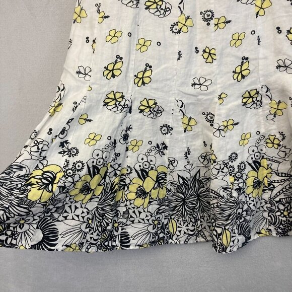 JM Collection 100%‎ Linen Midi Skirt Size 18 White Floral A-Line Western Summer - Picture 6 of 8